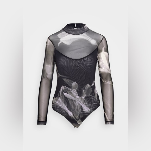 All Saints Black and Gray Floral Bodysuit - Picture 7 of 12